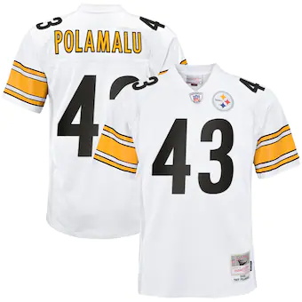youth mitchell and ness troy polamalu white pittsburgh stee